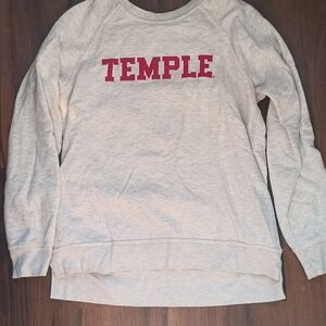 League Cream Sweatshirt with Red Temple Logo